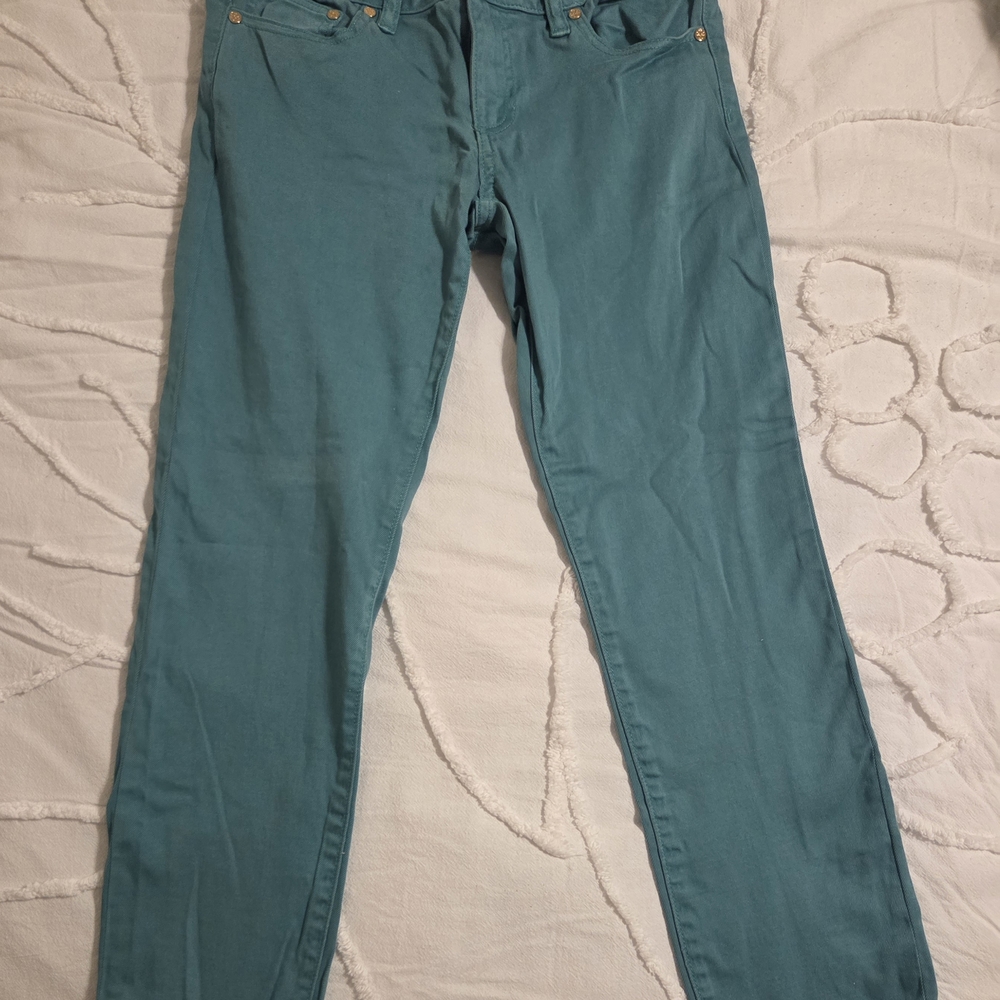 Tory Burch Alexa Cropped Skinny Jeans | Size 27 | Green |